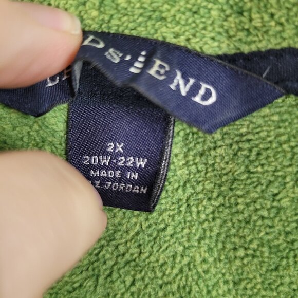 Lands End Fleece Jacket Plus Size 2X Full Zip Pockets Coat Mid Weight Green - Picture 7 of 8